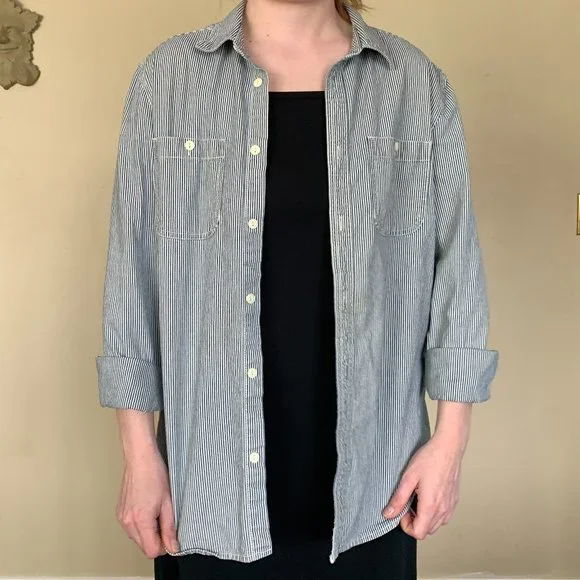 Navy Striped Button-up - Picture 7 of 11